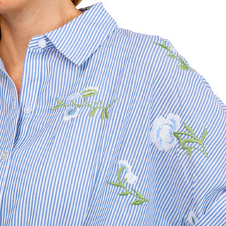 Thumbnail 2: T. Tahari Women's Short Sleeve Embroidered Button Front Top 
