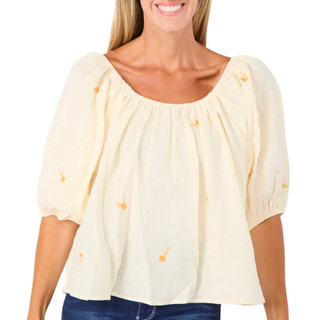 Thumbnail 1: BY TOGETHER Women's 3/4 Puff Sleeve Peasant Top 