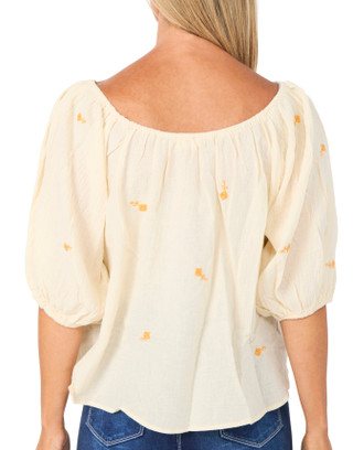 Thumbnail 2: BY TOGETHER Women's 3/4 Puff Sleeve Peasant Top 