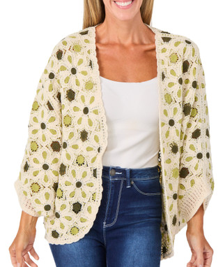 Thumbnail 1: POL Women's Open Front Crochet Cardigan 