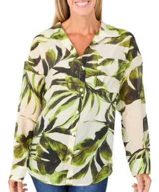 Thumbnail 1: Taelynn Women's Long Sleeve Button Front Shirt 