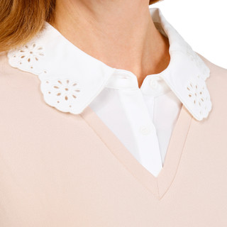 Thumbnail 3: Adrianna Papell Women's Short Sleeve Eyelet Collar Twofer Top 