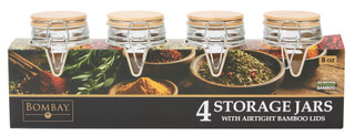 Thumbnail 1: Farberware 4-Piece Airtight Storage Jar Set with Bamboo Lids 
