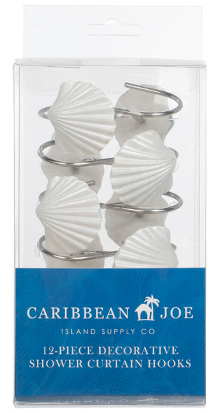 Thumbnail 1: Caribbean Joe 12-Piece Fan Shell Shower Curtain Hooks 