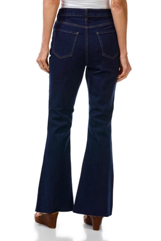 Thumbnail 2: Express Women's 32in Midrise Flare w/ Pintuck Raw Edge Jeans  