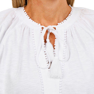 Thumbnail 3: MAGASCHONI Women's Split Neck Slub Tie Top 