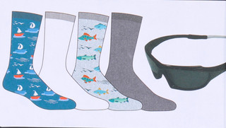 Thumbnail 2: REAL TREE Men's 5-Piece Crew Socks & Sunglasses Gift Set 