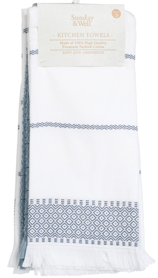 Thumbnail 1: WILLOW 3-Piece Turkish Cotton Kitchen Towel Set 