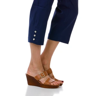 Thumbnail 2: Coral Bay Women's 12in Inseam Pull-on Shell Button Capris  