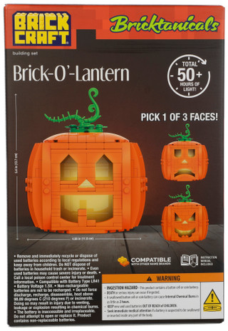 Thumbnail 2: Brick Craft 233 Pc Spooky Brick-O-Lantern Building set w/ 2 Light Bricks 