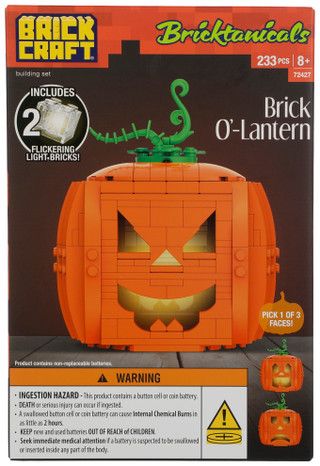 Thumbnail 1: Brick Craft 233 Pc Spooky Brick-O-Lantern Building set w/ 2 Light Bricks 