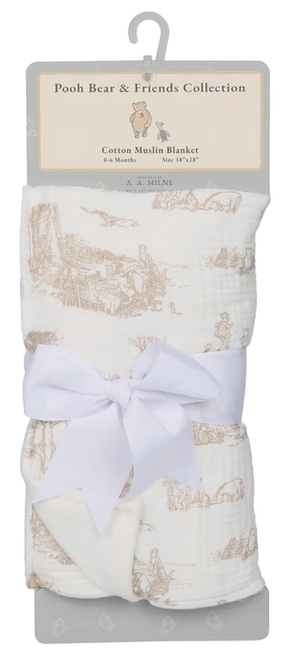 Thumbnail 1: Winnie The Pooh Baby Cotton Muslin Velour Blanket 
