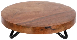 Thumbnail 1: GO HOME Round Wood Trivet With Metal Legs 
