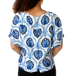 Thumbnail 2: MELLODAY Women's Boxy Crewneck Woven Top 