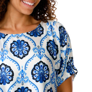 Thumbnail 3: MELLODAY Women's Boxy Crewneck Woven Top 
