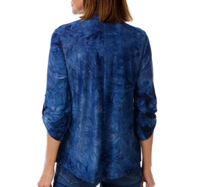Thumbnail 2: Vera Rose Women's 3/4 Sleeve Tie-Dye Button Front Top 