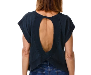 Thumbnail 3: Vintage threadz Women's Cap Sleeve Open Back Top 