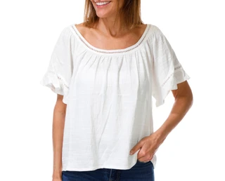 Thumbnail 1: MAX STUDIO Women's Short Flutter Sleeve Gauze Top 