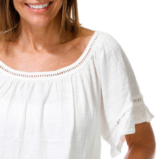 Thumbnail 3: MAX STUDIO Women's Short Flutter Sleeve Gauze Top 