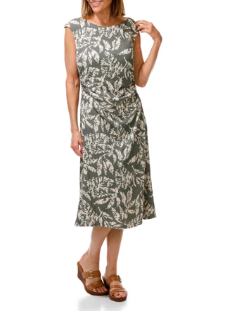 Thumbnail 1: Connected Apparel Women's Cap Sleeve Botanical Print Midi Dress 
