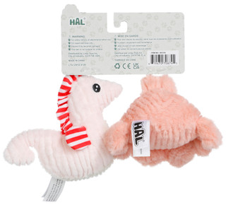 Thumbnail 2: Smoochy Pet Pals 2-Piece Crab & Seahorse Dog Toy Set 