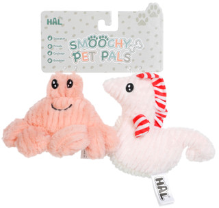 Thumbnail 1: Smoochy Pet Pals 2-Piece Crab & Seahorse Dog Toy Set 