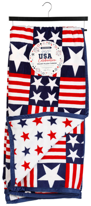 Thumbnail 1: SUNYIN USA Celebration Reversible Velvet Plush Throw 