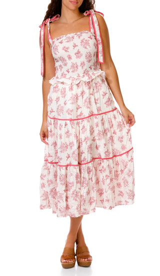 Thumbnail 1: HYFVE Juniors' Tie Shoulder Tiered Maxi Dress 