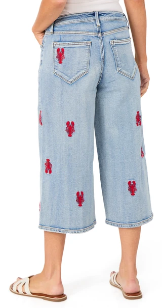 Thumbnail 2: Driftwood Women's Ayla Culotte Embroidered Crop Jeans 