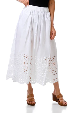 Thumbnail 1: Ellen Tracy Women's Poplin Pull-on Embroidered Maxi Skirt  