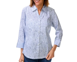 Thumbnail 1: Coral Bay Women's 3/4 Sleeve Paisley Button Down Top 