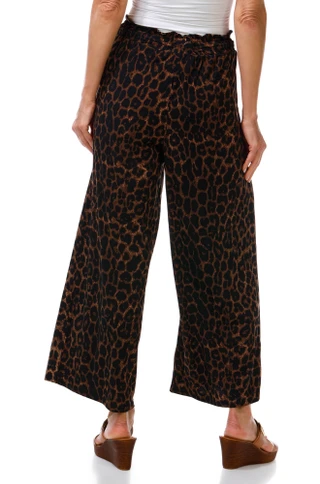 Thumbnail 3: Ellen Tracy Women's Leopard Print Drawstring Pull-on Pants 