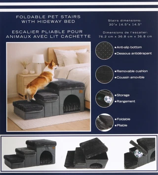 Thumbnail 4: Nautica Foldable 3-Step Pet Stairs With Condo Storage 