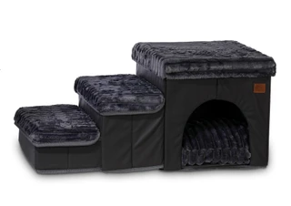 Thumbnail 1: Nautica Foldable 3-Step Pet Stairs With Condo Storage 