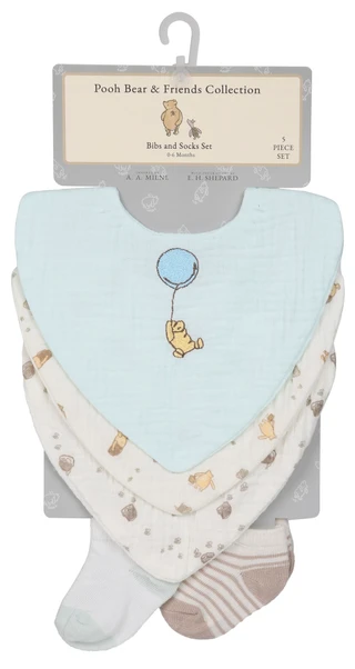 Thumbnail 1: Winnie The Pooh Baby 5-Piece Bibs and Socks Set 