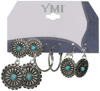 Thumbnail 1: YMI 3 Pk Bohemian Turquoise Earring Set  