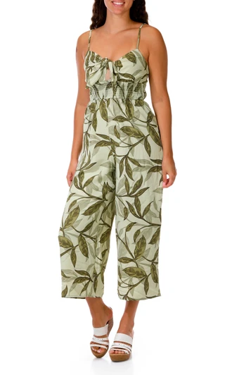 Thumbnail 1: INSPIRED HEARTS Juniors' Tie Front Smocked Jumpsuit 