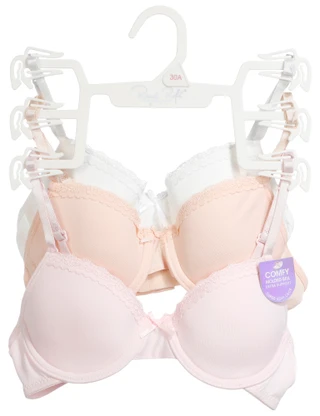 Thumbnail 1: Rene Rofe Girls' 3-Pack Molded Bras 