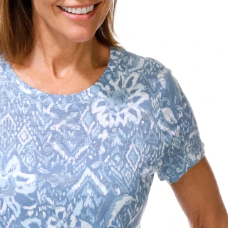 Thumbnail 2: Blue Sol Women's Short Sleeve Scoop Print Tee  