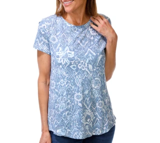 Thumbnail 1: Blue Sol Women's Short Sleeve Scoop Print Tee  