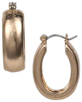 Thumbnail 1: Nautica Chunky Gold Tone Oval Hoop Earrings 