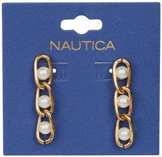 Thumbnail 1: Nautica Pearl Chain Link Drop Earrings  
