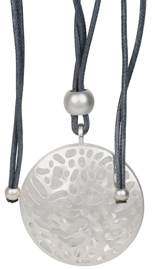 Thumbnail 2: Dianne Laurent  Silver Disc Pendant Cord Necklace 