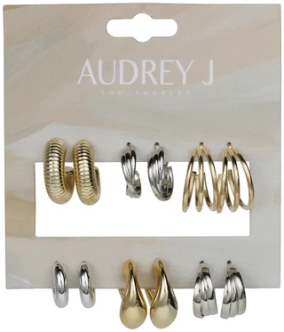 Thumbnail 1: Audrey J 6 Pk Assorted Hoop Earring Set 