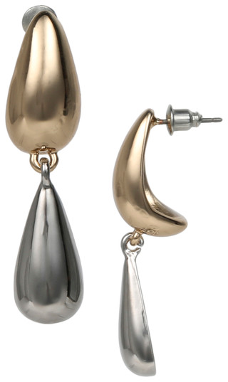 Thumbnail 1: Nautica Two Tone Teardrop Dangle Earrings 