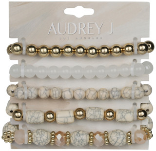 Thumbnail 1: Audrey J 5 Pk Beaded Crystal Bracelet Set  