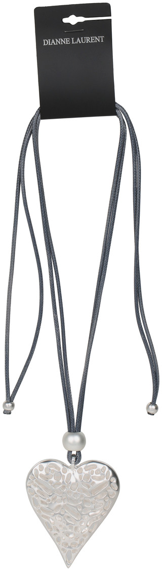 Thumbnail 1: Dianne Laurent  Silver Heart Pendant Cord Necklace 