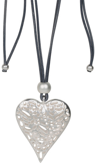 Thumbnail 2: Dianne Laurent  Silver Heart Pendant Cord Necklace 