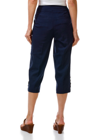 Thumbnail 2: ZAC AND RACHEL Women's Petite Pull-on Mill Crop w/ Shell Button Hem Capris  