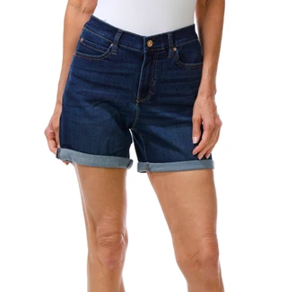 Thumbnail 1: Nicole Miller Women's SOHO High Rise Denim Shorts w/ Double Roll 